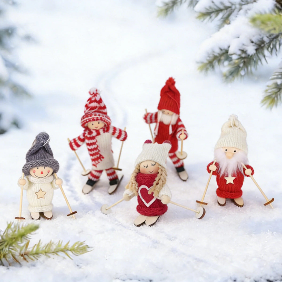 Santa Figurine Handmade Knitted Suit & Soft Beard