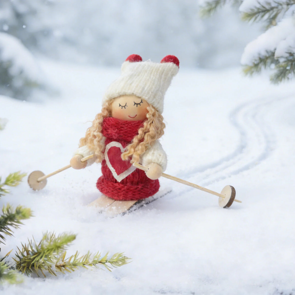 Santa Figurine Handmade Knitted Suit & Soft Beard