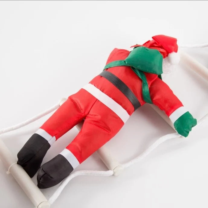 Santa Figurine On Ladder 10 Inch Indoor & Outdoor
