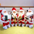 Santa Figurine Set of 4 Musical Fiberglass