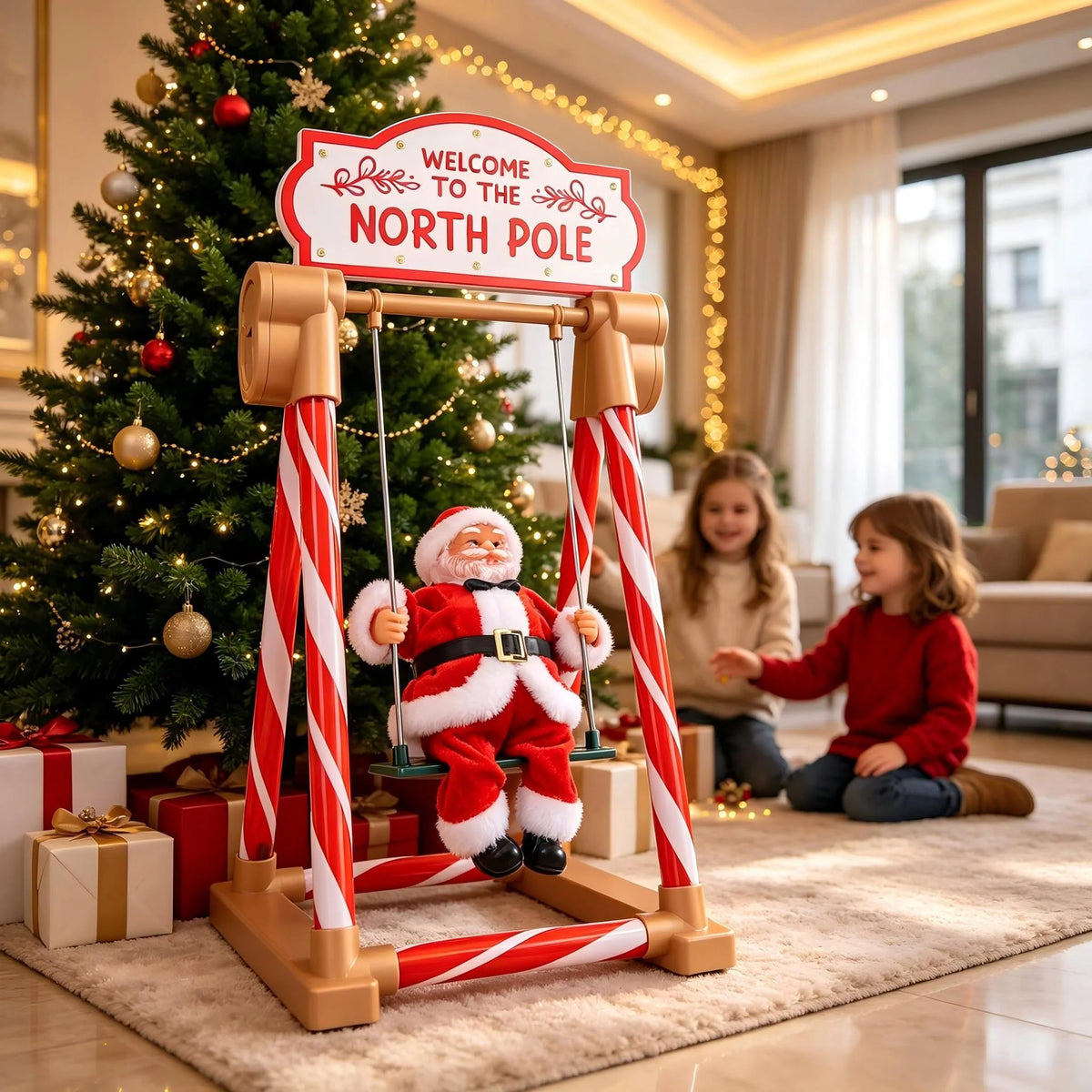 Santa Figurine Swinging Tabletop 50cm Red