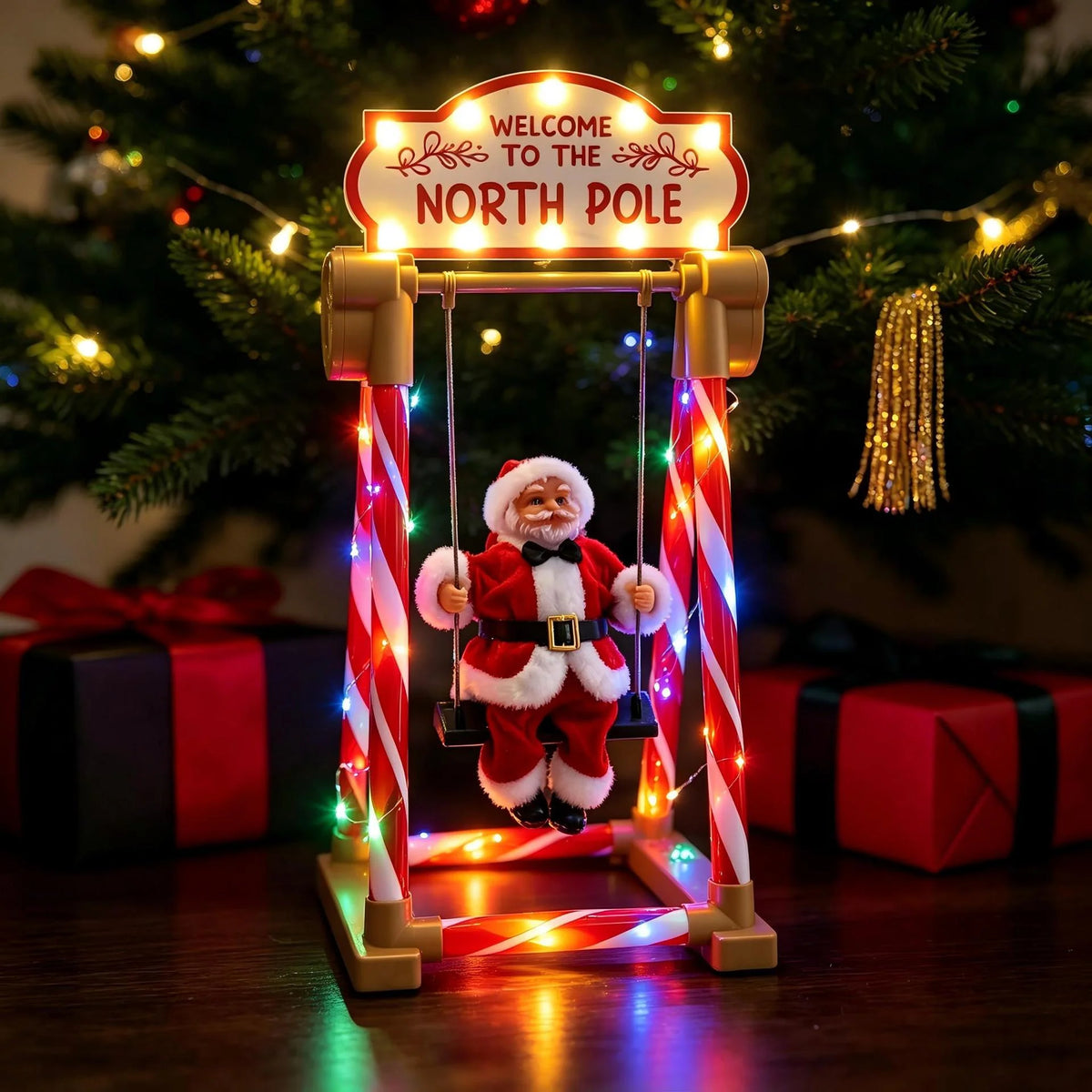 Santa Figurine Swinging Tabletop 50cm Red