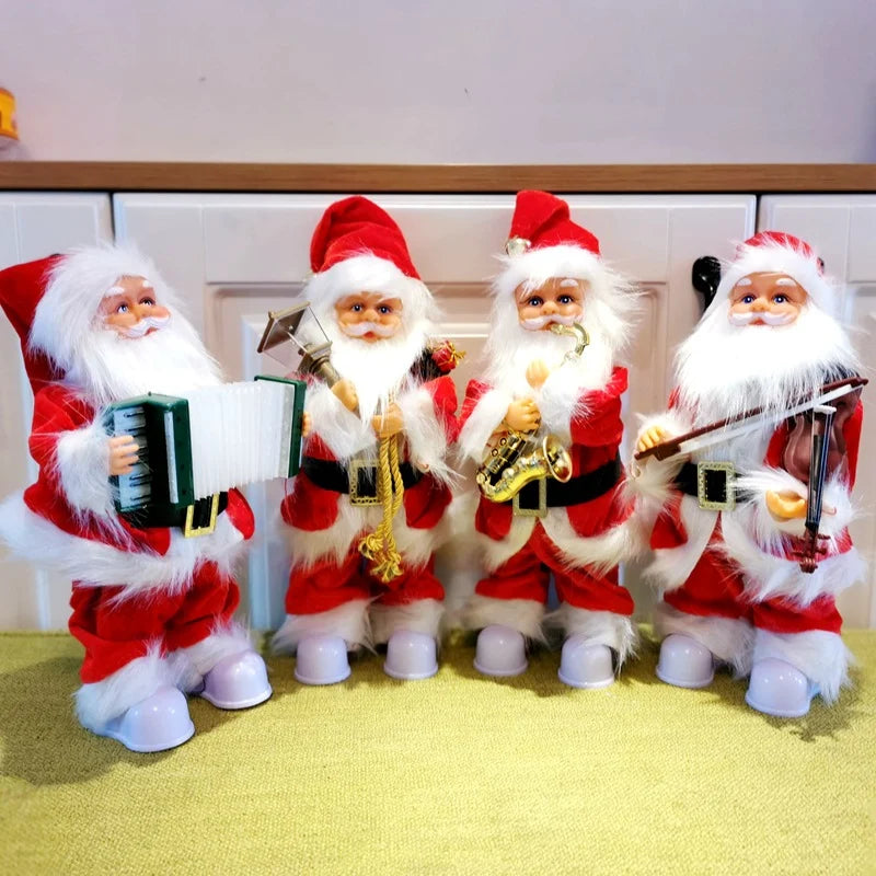 Santa Figurines Musical Fiberglass Set of 4