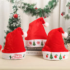Santa Hat Classic Red White Fur Trim Embroidered