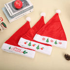 Santa Hat Classic Red White Fur Trim Embroidered