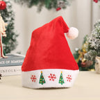 Santa Hat Classic Red White Fur Trim Embroidered
