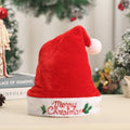 Santa Hat Classic Red White Fur Trim Embroidered