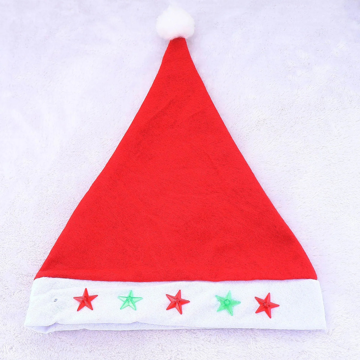 Santa Hat Soft Fleece Faux Fur Trim Pom Pom