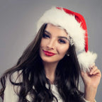 Santa Hat Soft Plush White Fur Trim