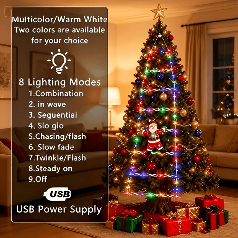 Santa Ladder Lights 8 Modes USB Powered
