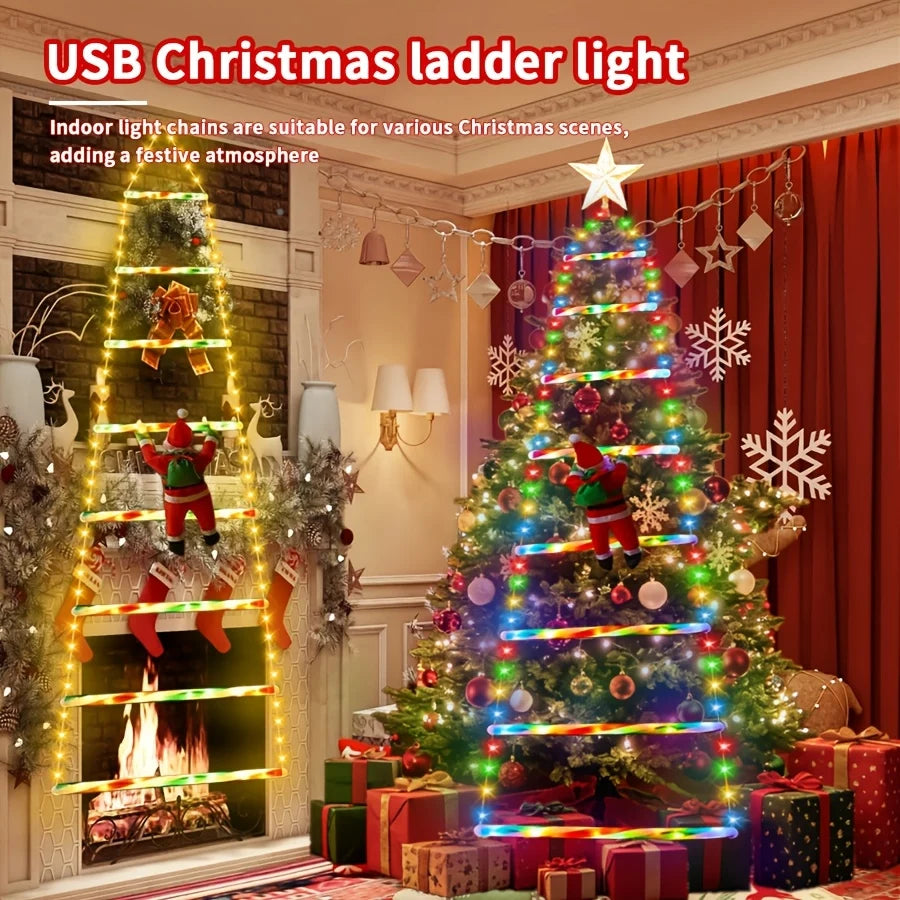 Santa Ladder Lights 8 Modes USB Powered