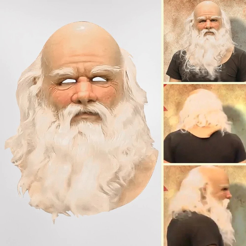 Santa Mask Realistic Beard Full-Face Coverage Lightweight
