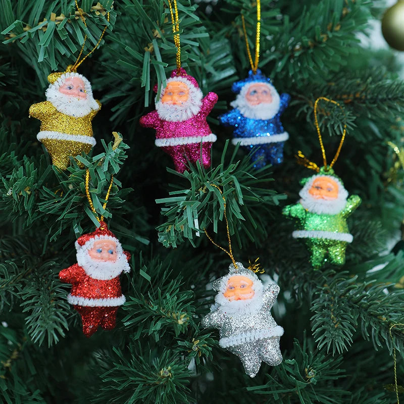 Santa Ornament Shatterproof Plastic Set of 6