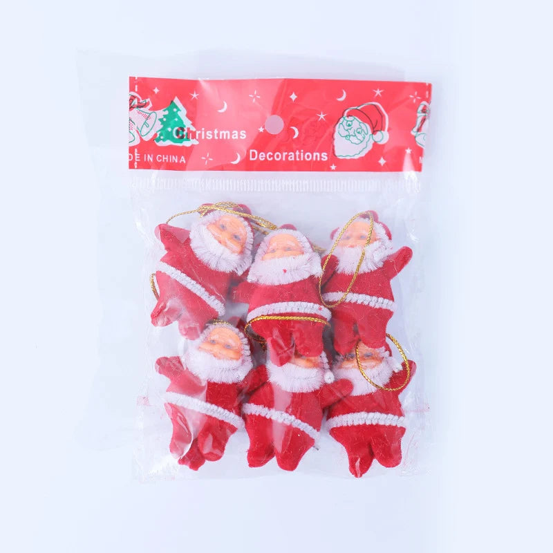 Santa Ornament Shatterproof Plastic Set of 6