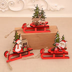 Santa Sleigh Decoration Handcrafted Wood Centerpiece