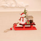 Santa Sleigh Decoration Handcrafted Wood Centerpiece