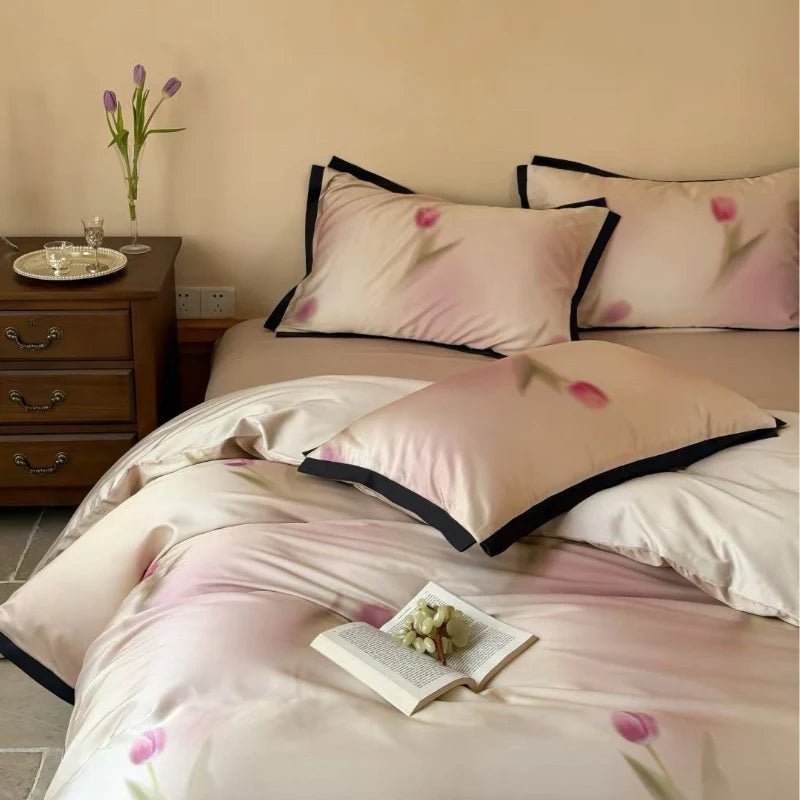 Satin Bed Linen Set Cotton Satin Temperature-Regulating