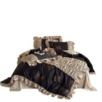 Satin Bedding Set Butterfly Print & Ruffle Trim