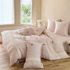 Satin Bedding Set Cherry Embroidery Four-Piece