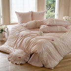 Satin Bedding Set Cherry Embroidery Four-Piece