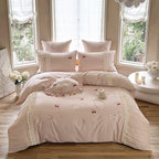 Satin Bedding Set Cherry Embroidery Four-Piece