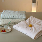 Satin Bedding Set Cooling Polka Dot & Pom-Pom Tassels