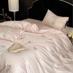 Satin Bedding Set Cotton Satin Embroidered Floral
