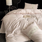 Satin Bedding Set Cotton Satin Embroidered Floral