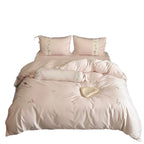 Satin Bedding Set Cotton Satin Embroidered Floral