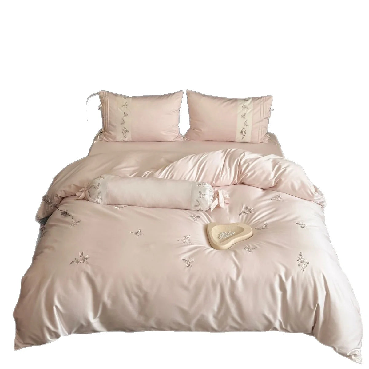 Satin Bedding Set Cotton Satin Embroidered Floral