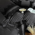 Satin Bedding Set Cotton Satin & Lace Embroidery 4-Piece