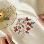 Satin Bedding Set Embroidered Floral Machine Washable