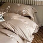 Satin Bedding Set Floral Embroidery All Season