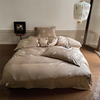 Satin Bedding Set Floral Embroidery All Season