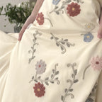 Satin Bedding Set Floral Embroidery Temperature Regulating