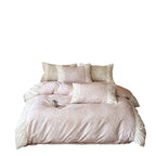 Satin Bedding Set Floral Jacquard & Ruffled Edges