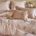 Satin Bedding Set Floral Relief Embroidery & Breathable