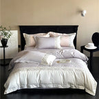 Satin Bedding Set Floral Relief Embroidery & Breathable