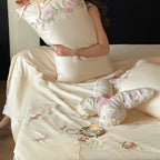 Satin Bedding Set Silk-Soft Embroidered Rose Vine
