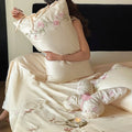 Satin Bedding Set Silk-Soft Embroidered Rose Vine