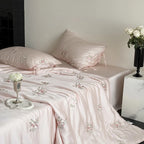 Satin Bedding Set Silky-Gloss Rose Embroidery