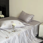Satin Bedding Set Silky-Gloss Rose Embroidery