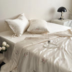 Satin Bedding Set Silky-Gloss Rose Embroidery