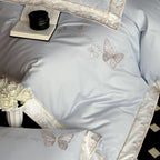 Satin Bedding Set Silky Matte Breathable Butterfly Embroidery