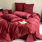Satin Bedding Set Silky Rose Jacquard Hotel Closure