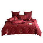 Satin Bedding Set Silky Rose Jacquard Hotel Closure