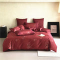 Satin Bedding Set Silky Rose Jacquard Hotel Closure