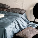Satin Bedding Set Silky Sheen & Animal Print Pillowcases