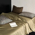 Satin Bedding Set Silky Sheen & Animal Print Pillowcases
