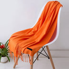 Scarf 100% Cashmere Ultra-Soft Oversized Fringed